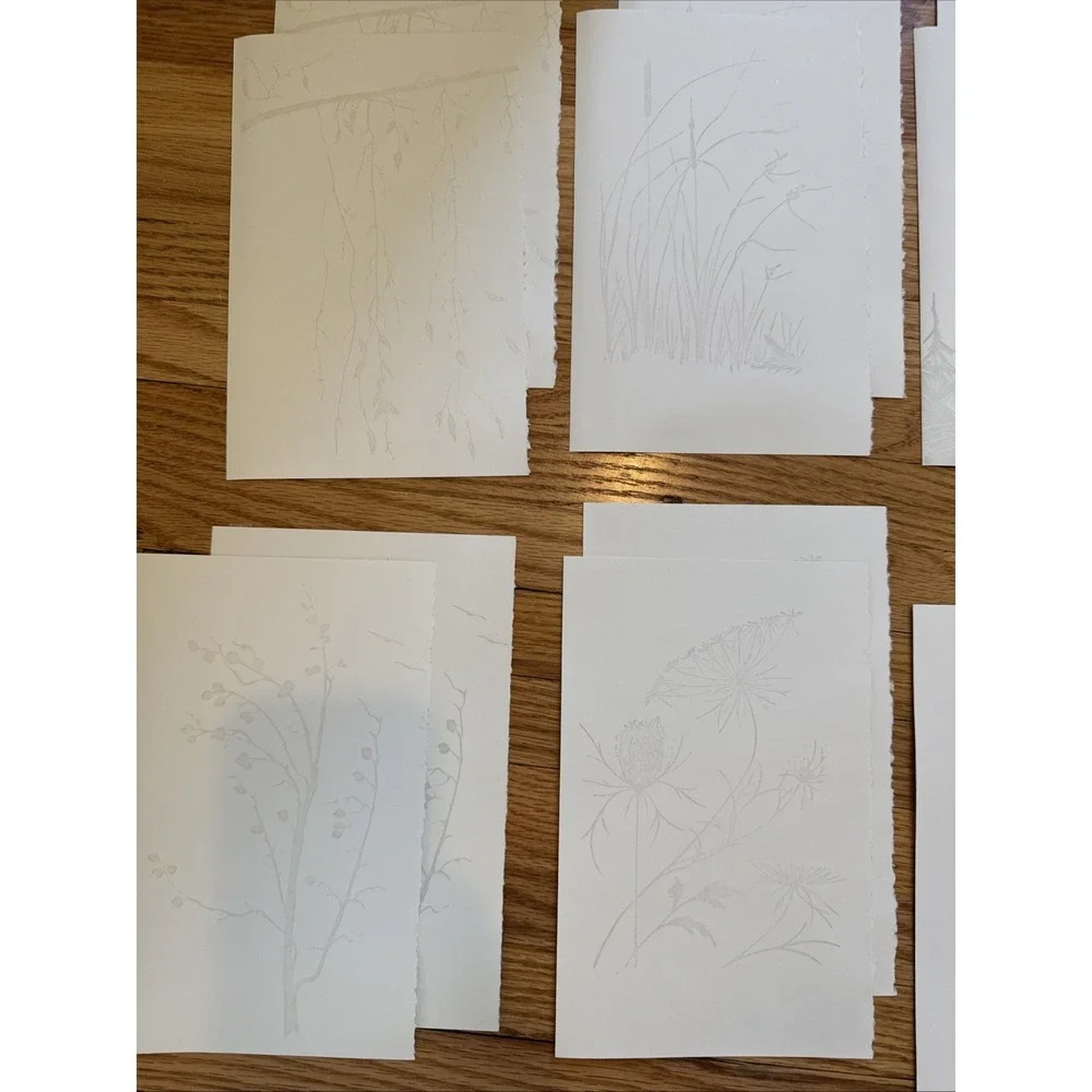 Sarah Gwen Frostic 20 Blank 2sided Cards Block Prints envelopes original package